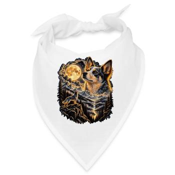 Hundemotiv Vollmond Nachtwald Natur - Bandana - Weiß - Vorne