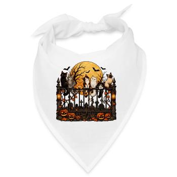 Mondnacht Katzen auf dem Zaun - Bandana - Weiß - Vorne