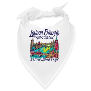 City London Iconic Capital Skyline With Red Buses - Bandana - Weiß - Vorne