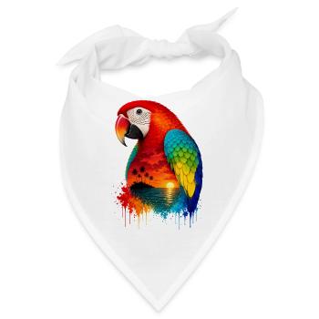 Tropical Sunset Palm Sea Beach Parrot Papagei - Bandana - Weiß - Vorne