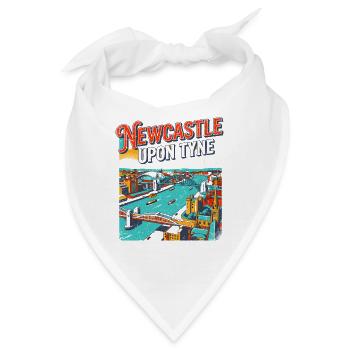 Vintage Newcastle Upon Tyne City Skyline - Bandana - Weiß - Vorne