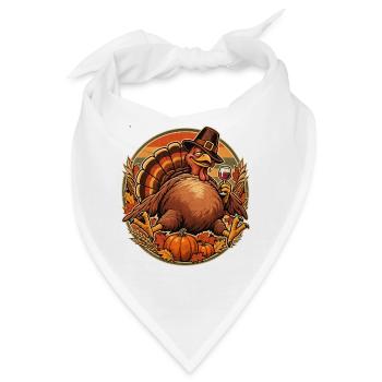 Thanksgiving Truthahn im Fresskoma - Bandana - Weiß - Vorne