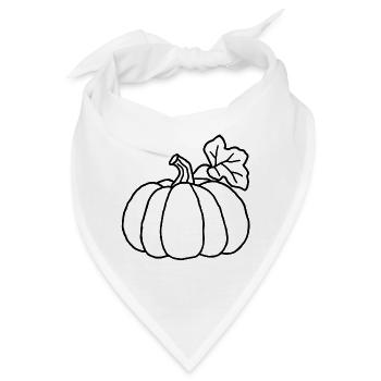 Halloween-Kürbis mit Blatt – Gekritzelte Skizze - Bandana - Weiß - Vorne