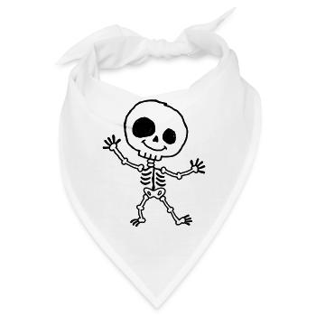 Fröhliches Halloween-Skelett im Kinder-Kritzelstil - Bandana - Weiß - Vorne