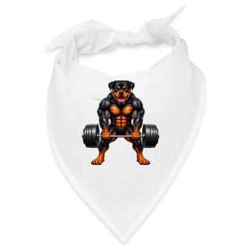 Rottweiler Hund Kraft Sport Gewichtheber - Bandana - Weiß - Vorne