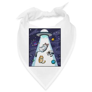 Katze UFO Entführung - Bandana - Weiß - Vorne