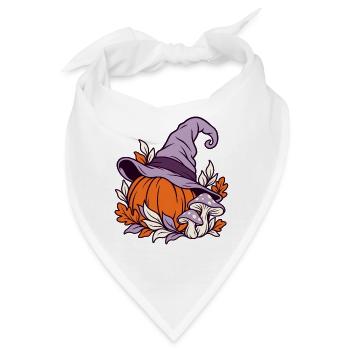 Herbstlicher Kürbis mit Hexenhut - Bandana - Weiß - Vorne