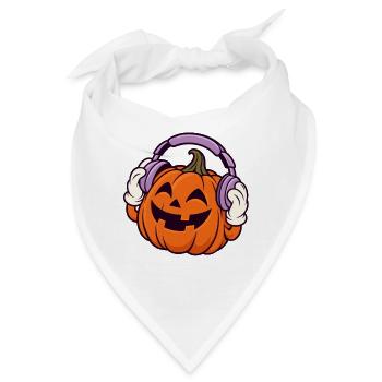 Kopfhörer-Kürbis Halloween-Design - Bandana - Weiß - Vorne