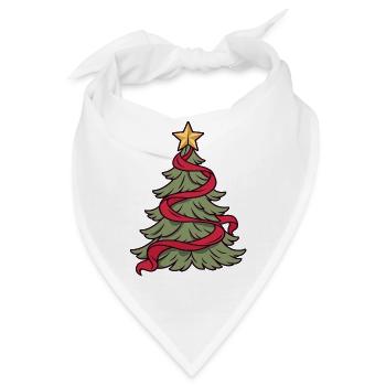 Weihnachtsbaum mit roter Band - Bandana - Weiß - Vorne