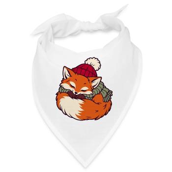 Schlafender Fuchs im Schal - Bandana - Weiß - Vorne