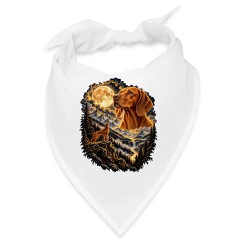 Spitz Hund Mondschein Bergwelt - Bandana - Weiß - Vorne