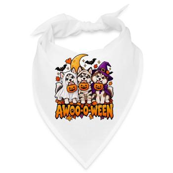 Halloween-Wau: Drei Welpen im Kürbis - Bandana - Weiß - Vorne