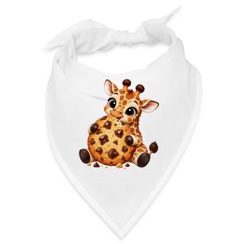 Süße Cartoon Giraffe mit Keks Naschen - Bandana - Weiß - Vorne