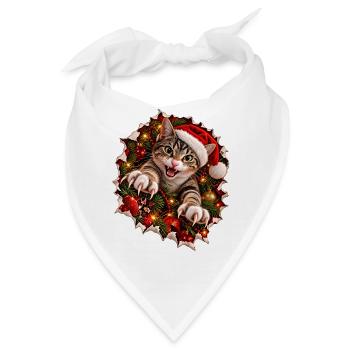 Psycho-Weihnachtskatze – Krallenchaos zu Weihnacht - Bandana - Weiß - Vorne