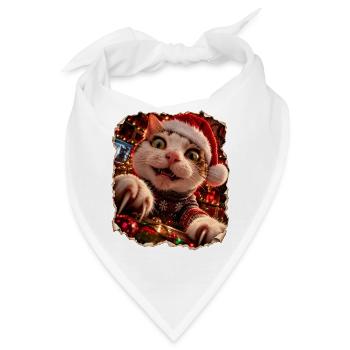 Verrückte Weihnachtskatze – Bescherung mit Krallen - Bandana - Weiß - Vorne