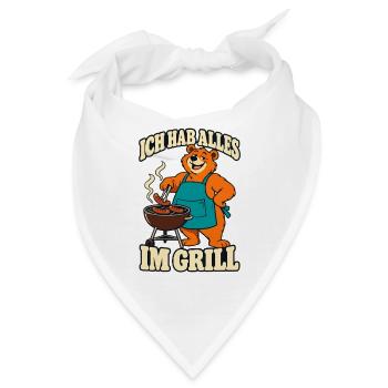 Ich hab alles im Grill – Grillbär Grillmeister - Bandana - Weiß - Vorne