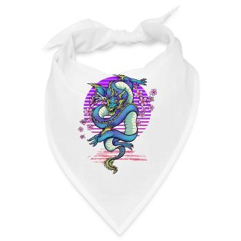 Drache Kirschblüten Fantasy - Bandana - Weiß - Vorne