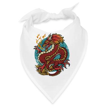 Drache Feuerdrache - Bandana - Weiß - Vorne