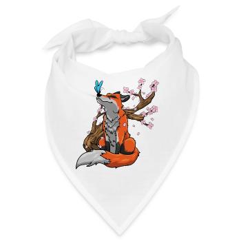 Fuchs Kirschblüten - Bandana - Weiß - Vorne
