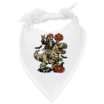 Skelett reitet Dino Halloween Kostüm Dinosaurier - Bandana - Weiß - Vorne