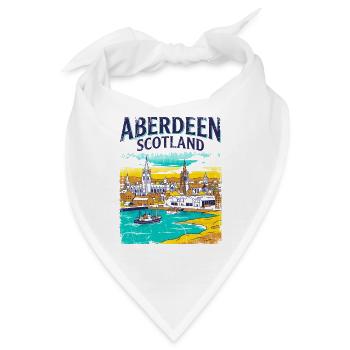 Retro Aberdeen Scotland City Skyline Novelty - Bandana - Weiß - Vorne