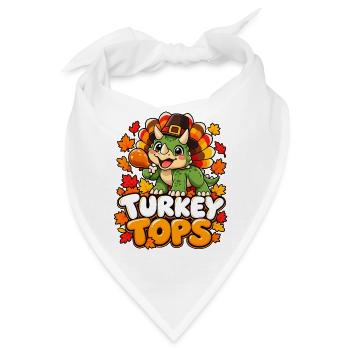 Herbst Dino Turkey Tops - Bandana - Weiß - Vorne
