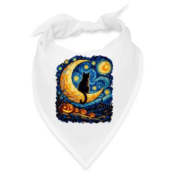 Mondkatze im Sternennacht-Labyrinth - Bandana - Weiß - Vorne