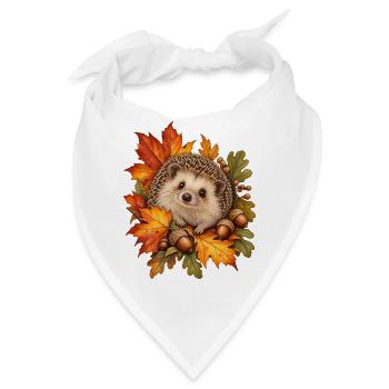 Igel im Herbstlaub - Bandana - Weiß - Vorne