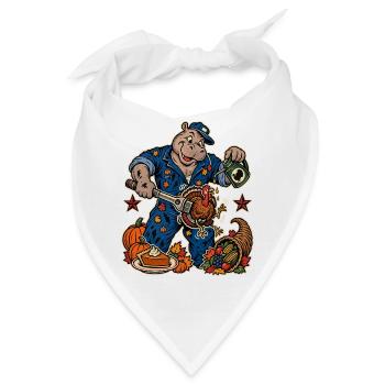 Thanksgiving Nilpferd-Mechaniker mit - Bandana - Weiß - Vorne
