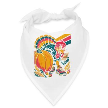 Thanksgiving Truthahn-Läufer jagt die Torte - Bandana - Weiß - Vorne