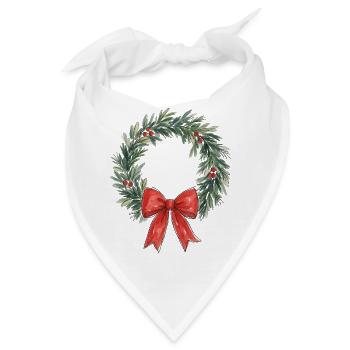 Traditioneller Weihnachtskranz mit roter Schleife - Bandana - Weiß - Vorne