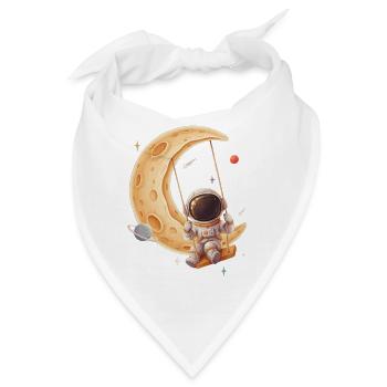 Astronaut schaukelt auf goldenem Halbmond - Bandana - Weiß - Vorne
