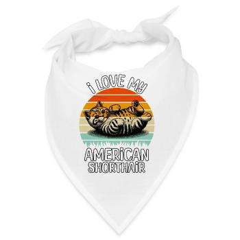 Lustige Amerikanische Kurzhaarkatze - Bandana - Weiß - Vorne