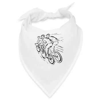 Rennradfahrer Zeichnung - Bandana - Weiß - Vorne