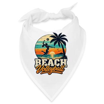 Beachvolleyball Sunset – Retro Beach Vibes - Bandana - Weiß - Vorne