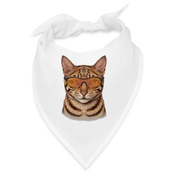 Bengalkatze mit Sonnenbrille lässig - Bandana - Weiß - Vorne
