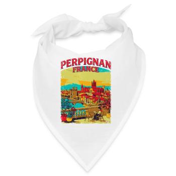 Vintage Style Perpignan France Cityscape Novelty - Bandana - Weiß - Vorne