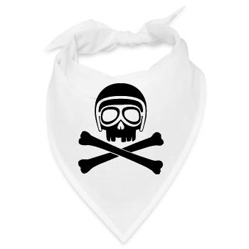 Totenkopf mit Helm und Brille schwarz - Bandana - Weiß - Vorne