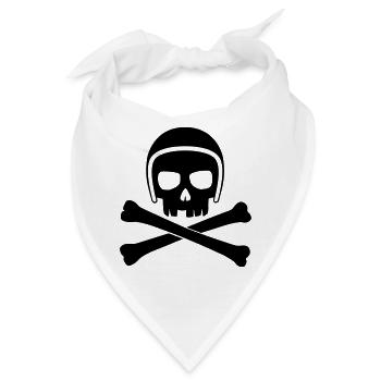 Totenkopf mit Helm schwarz - Bandana - Weiß - Vorne