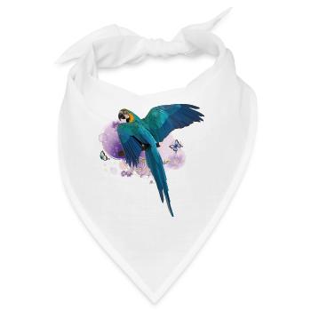 Blauer und gelber Ara - Bandana - Weiß - Vorne