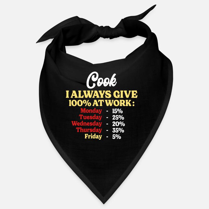 100% Au Travail Citation Drôle Cuisinier Bandana