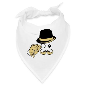 Lächeln Hut Monokel Schnurrbart Bowler - Bandana - Weiß - Vorne
