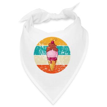Vintage Retro Eistüte Waffeleis - Bandana - Weiß - Vorne
