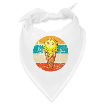Vintage Retro Eistüte Waffeleis - Bandana - Weiß - Vorne