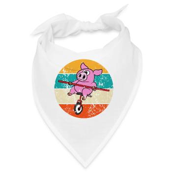 Schwein Einrad Fahrrad Fahrradfahrer Fahrradfahren - Bandana - Weiß - Vorne