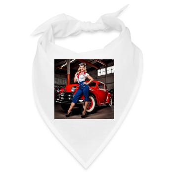 Pinup Auto Stil Retro Car Show - Bandana - Weiß - Vorne