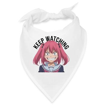 Keep watching, crazy, anime, pink hair, black text - Bandana - Weiß - Vorne