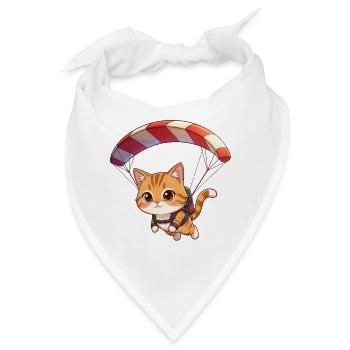 Katzen Fallschirm Paraglide Katze Abenteuer - Bandana - Weiß - Vorne