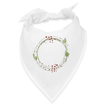 Ehrenkranz mit Herzen und Blättern, Taufgeschenk - Bandana - Weiß - Vorne
