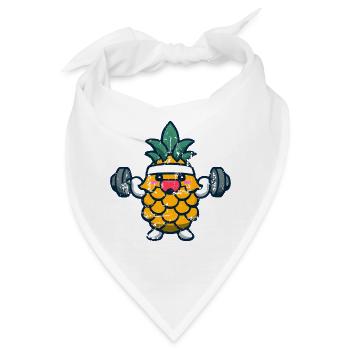 Sportliche Ananas mit Hanteln - Bandana - Weiß - Vorne